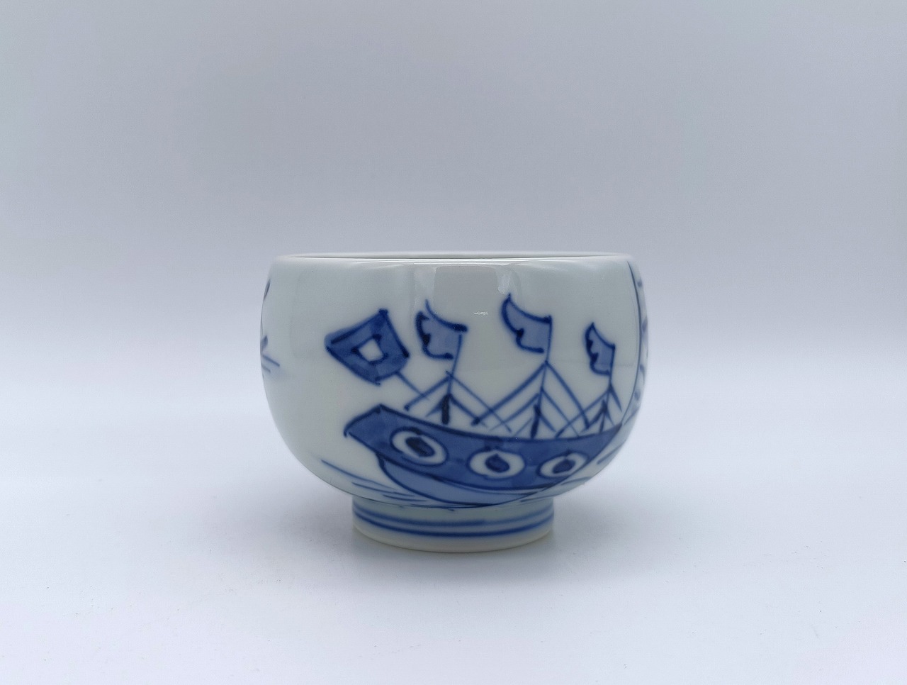 波とオランダ船　つぼ型湯呑