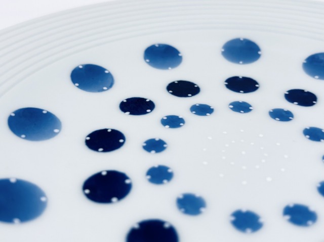 渕しのぎ水玉皿(中) しん窯青花匠 限定商品