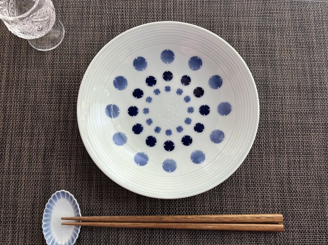 渕しのぎ水玉皿(中) しん窯青花匠 限定商品