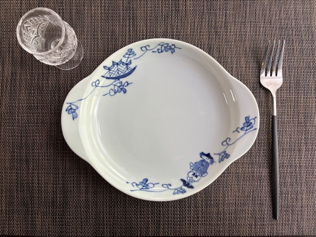 唐草異人耳付皿(小)