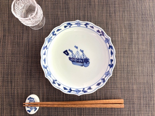 カール紅毛人桔梗渕台皿