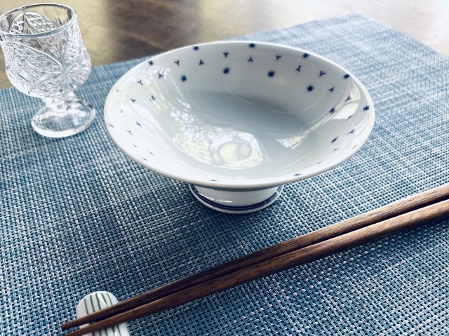 (青)くずし麻の葉反高台鉢