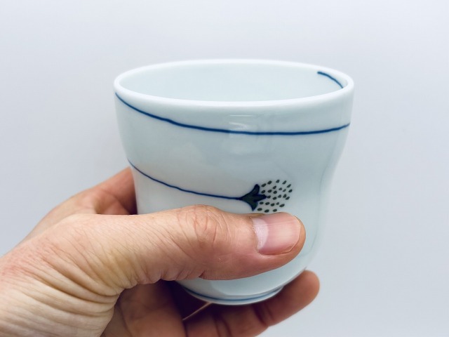 （緑）つるいちご瓢型湯呑（