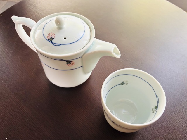 （緑）つるいちご瓢型湯呑（