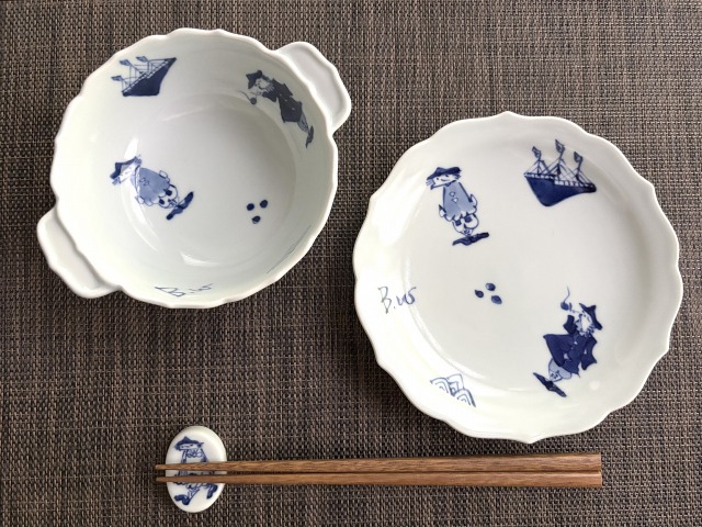 【yoshikoさま】しん窯　青花　異人さん　スープ皿＆受け皿　5客セット しん窯 青花 異人さん スープ皿＆受け皿 5客セット - メルカリ