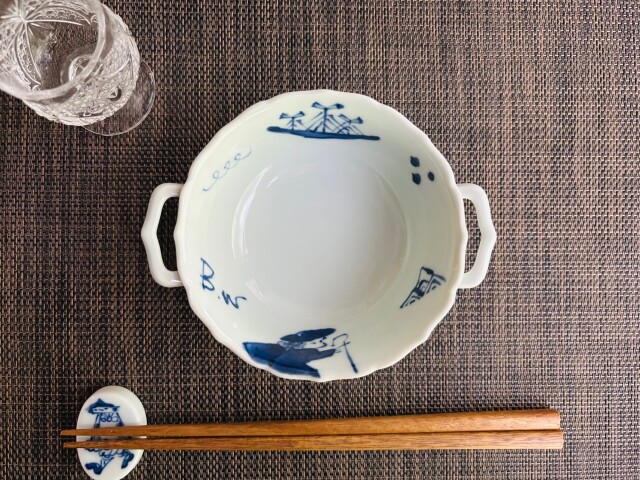 ステッキ異人耳付きスープ碗(小)