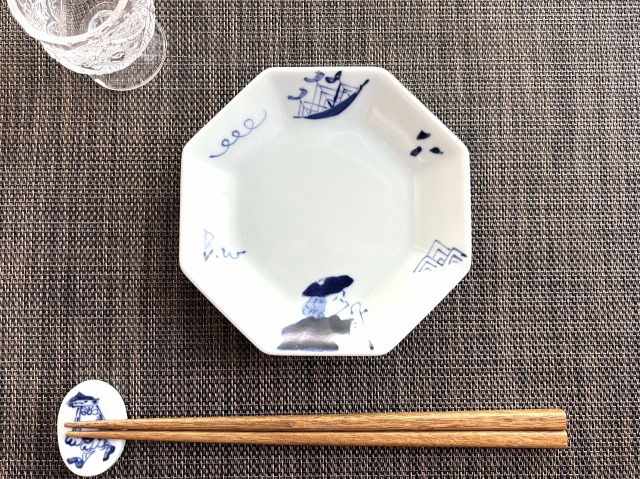 ステッキ異人正八角銘々皿